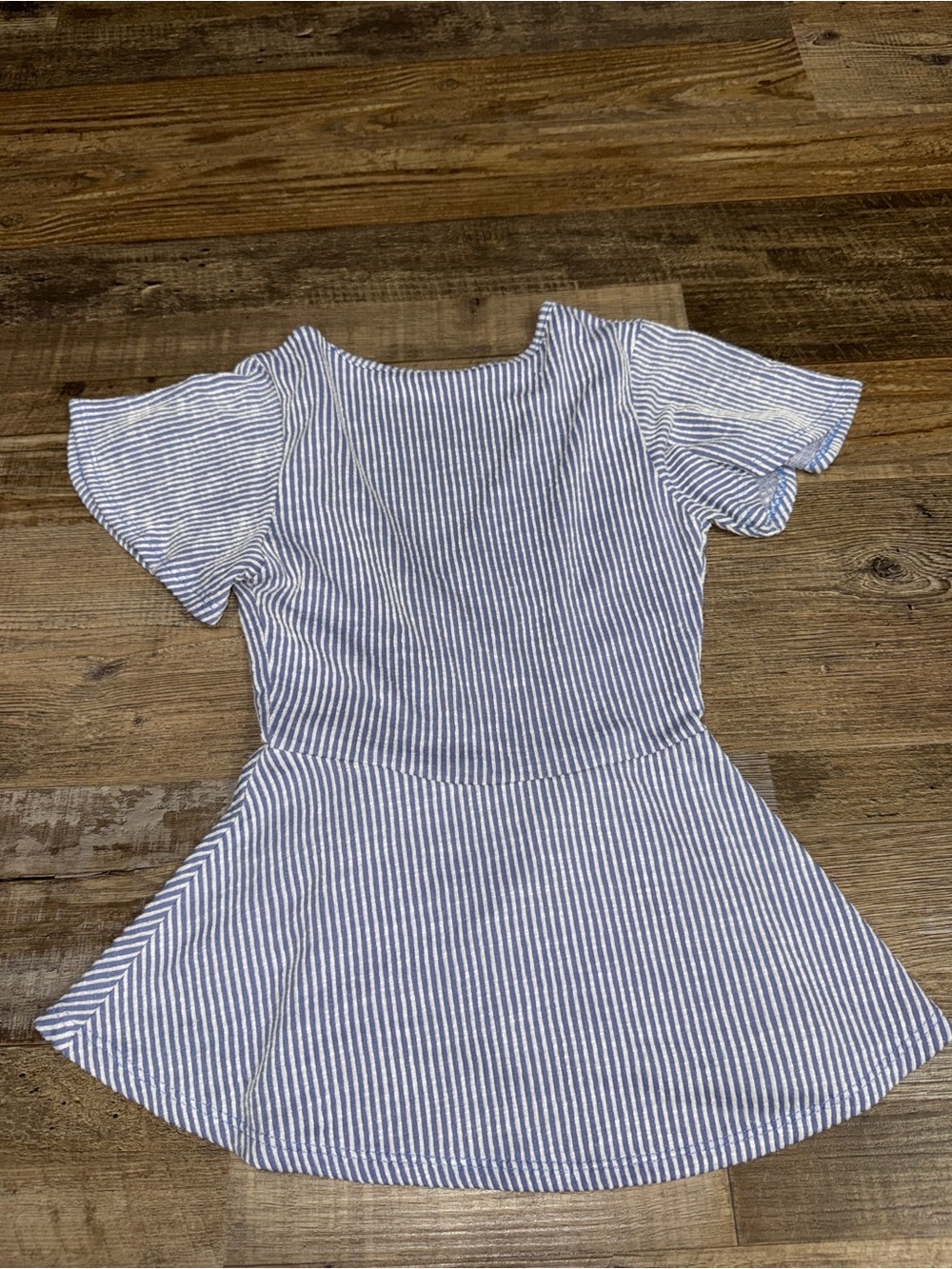 Caution to the Wind Blue White Stripe Wrap Top Small Peplum Beachy Summer - Picture 6 of 6